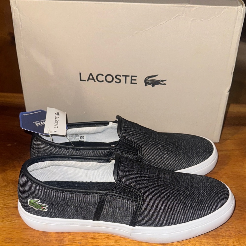 Lacoste size 5 NWT NEW Charcoal Slip-On Shoes sneakers Tatalya